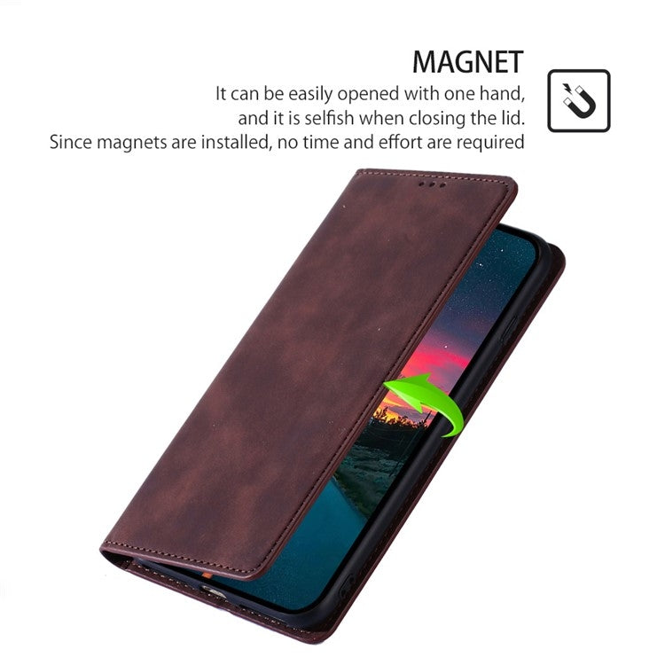For Samsung Galaxy S25 Ultra 5G Skin Feel Magnetic Leather Phone Case(Dark Brown) - free shipping - PMC Jewellery - Order now!