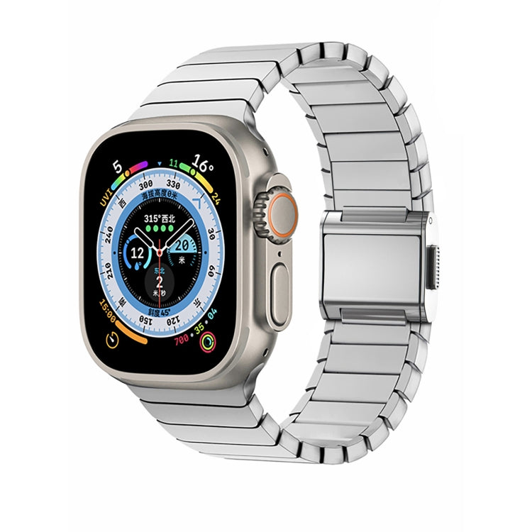 For Apple Watch 46mm / 49mm / 45mm / 44mm Bamboo Norman Buckle Titanium Alloy Watch Band(Silver) - free shipping - PMC TechLife - Order now!