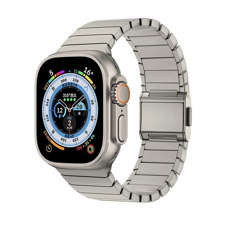 For Apple Watch 46mm / 49mm / 45mm / 44mm Bamboo Norman Buckle Stainless Steel Watch Band(Titanium Color) - free shipping - PMC TechLife - Order now!