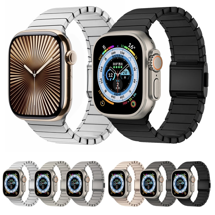 For Apple Watch 46mm / 49mm / 45mm / 44mm Bamboo Norman Buckle Stainless Steel Watch Band(Titanium Color) - free shipping - PMC TechLife - Order now!
