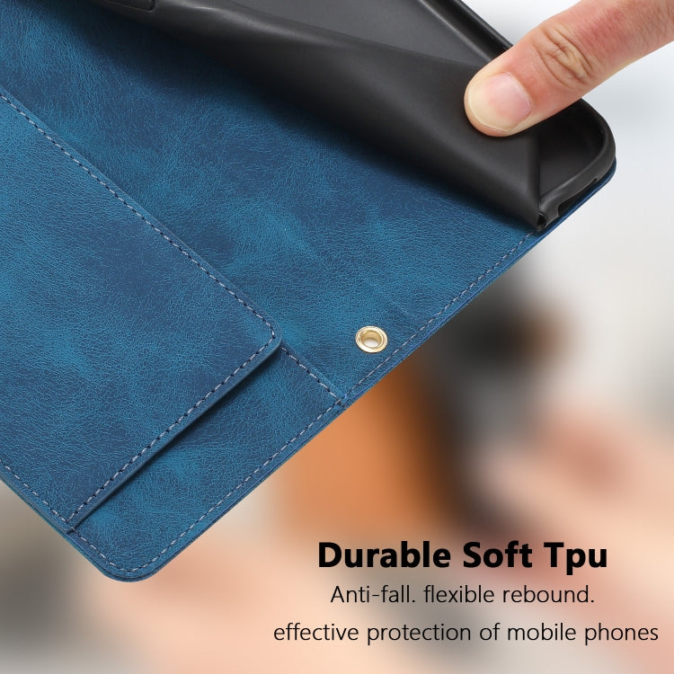 For Samsung Galaxy S25 Ultra 5G Tulips Embossed Leather Phone Case with Lanyard(Blue) - Galaxy S25 Ultra 5G Cases by PMC Jewellery | Online Shopping South Africa | PMC Jewellery | Buy Now Pay Later Mobicred