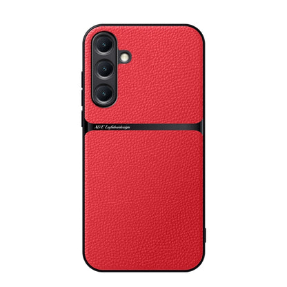 For Samsung Galaxy S25+ 5G Litchi Leather Magnetic Full Coverage Shockproof Phone Case(Red) - Galaxy S25+ 5G Cases by PMC Jewellery | Online Shopping South Africa | PMC Jewellery | Buy Now Pay Later Mobicred