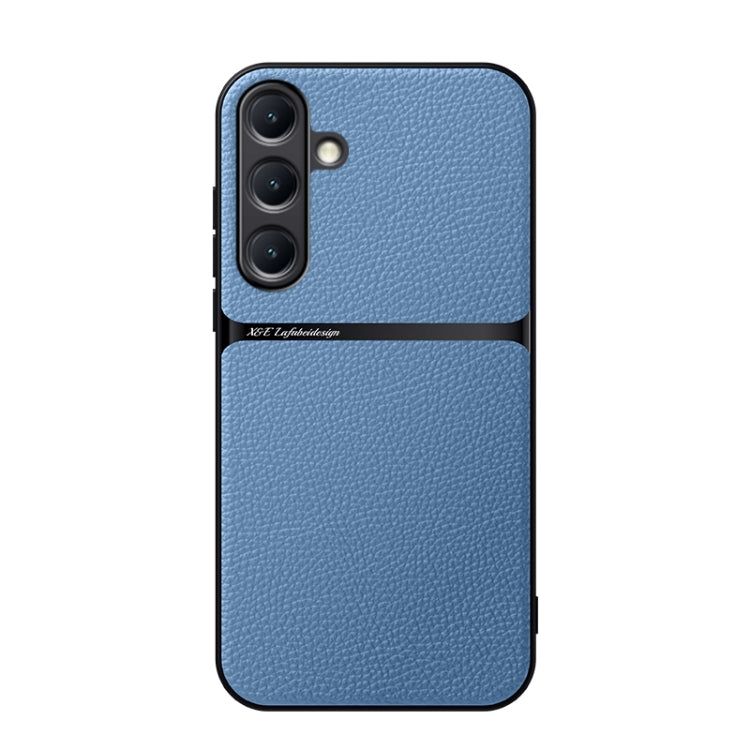 For Samsung Galaxy S25 5G Litchi Leather Magnetic Full Coverage Shockproof Phone Case(Blue) - Galaxy S25 5G Cases by PMC Jewellery | Online Shopping South Africa | PMC Jewellery | Buy Now Pay Later Mobicred