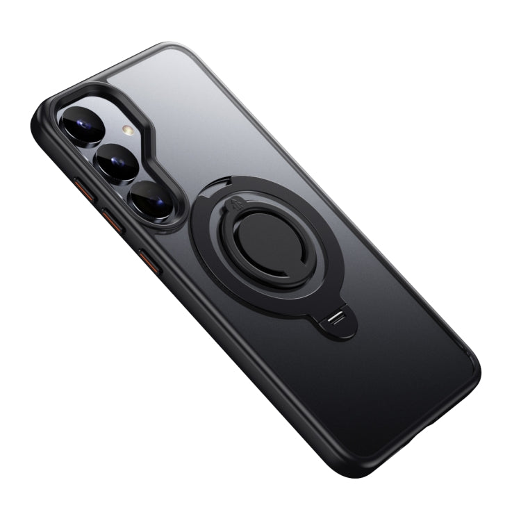 For Samsung Galaxy S25 5G Frosted MagSafe Phone Case with 360 Degree Rotating Holder(Black) - free shipping - PMC Jewellery - Order now!