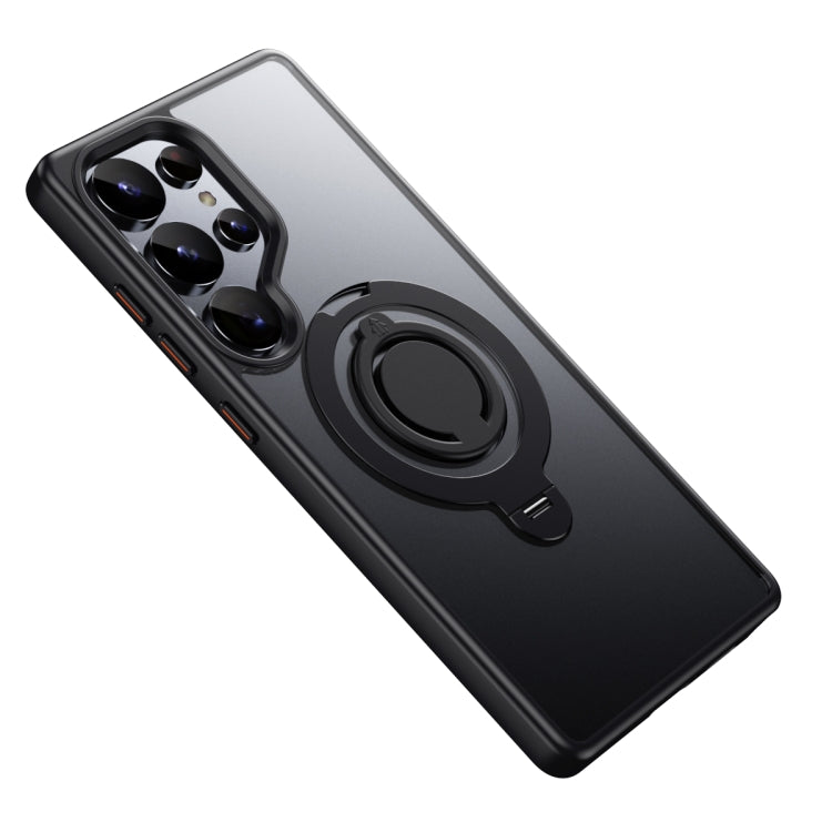 For Samsung Galaxy S25 Ultra 5G Frosted MagSafe Phone Case with 360 Degree Rotating Holder(Black) - Galaxy S25 Ultra 5G Cases by PMC Jewellery | Online Shopping South Africa | PMC Jewellery | Buy Now Pay Later Mobicred