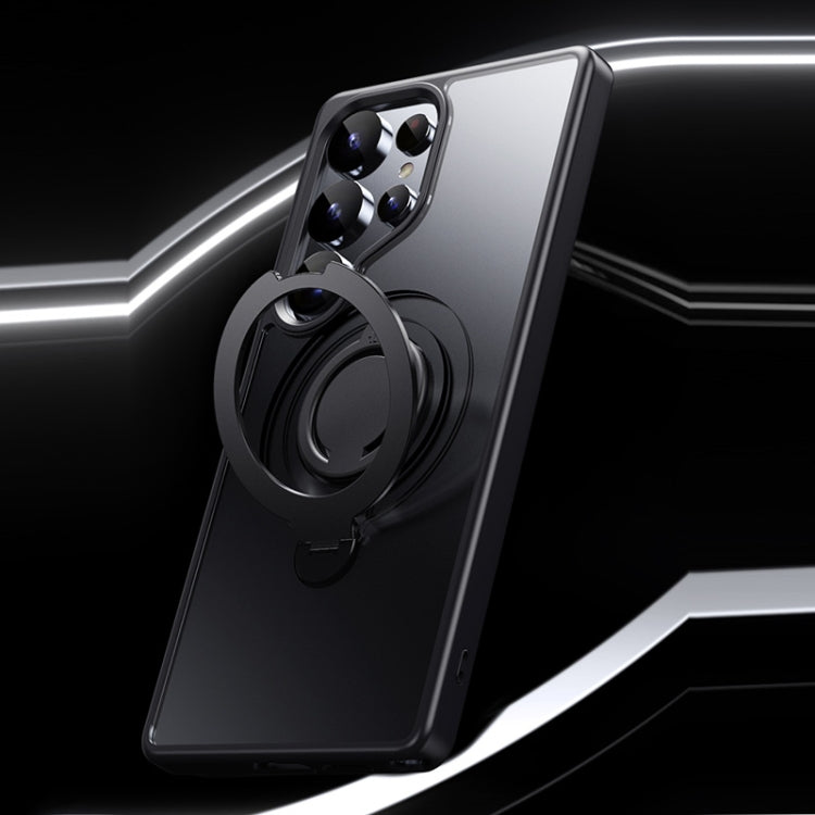 For Samsung Galaxy S25 Ultra 5G Frosted MagSafe Phone Case with 360 Degree Rotating Holder(Black) - Galaxy S25 Ultra 5G Cases by PMC Jewellery | Online Shopping South Africa | PMC Jewellery | Buy Now Pay Later Mobicred