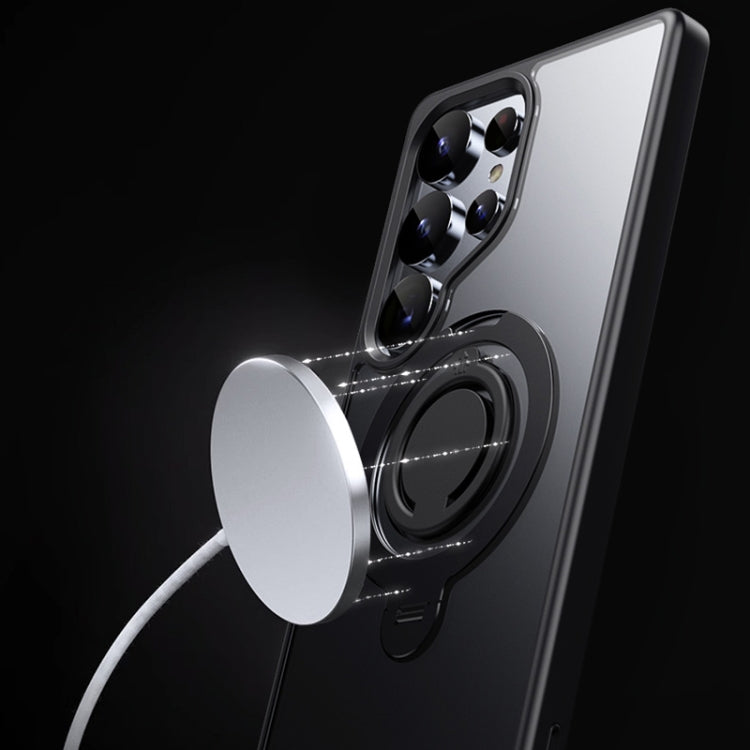 For Samsung Galaxy S25 Ultra 5G Frosted MagSafe Phone Case with 360 Degree Rotating Holder(Grey) - Galaxy S25 Ultra 5G Cases by PMC Jewellery | Online Shopping South Africa | PMC Jewellery | Buy Now Pay Later Mobicred