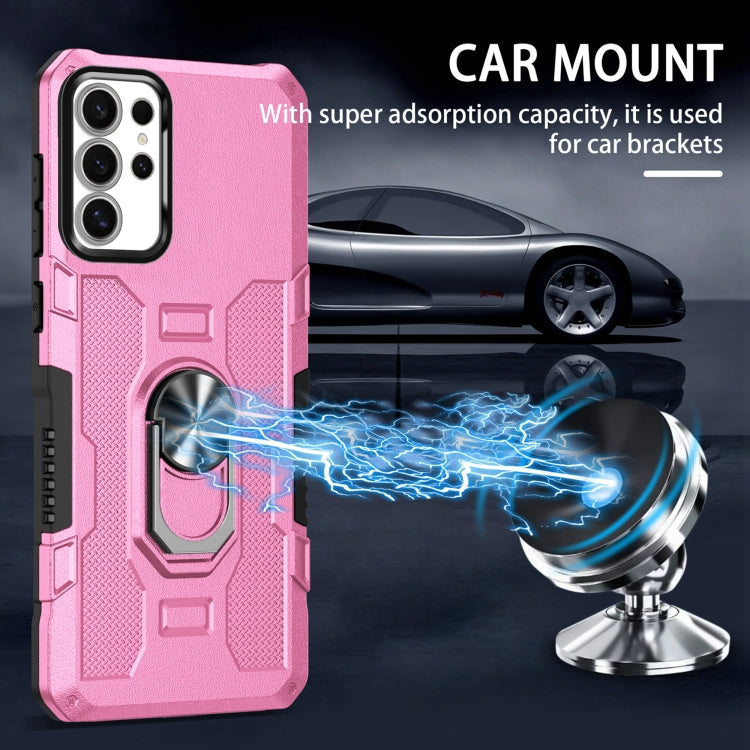 For Samsung Galaxy S25 Ultra 5G Ring Holder Armor Hybrid Phone Case(Pink) - Galaxy S25 Ultra 5G Cases by PMC Jewellery | Online Shopping South Africa | PMC Jewellery | Buy Now Pay Later Mobicred