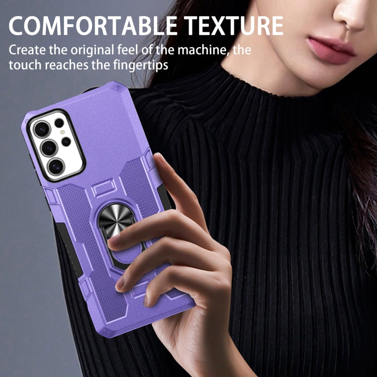 For Samsung Galaxy S25 Ultra 5G Ring Holder Armor Hybrid Phone Case(Purple) - free shipping - PMC Jewellery - Order now!