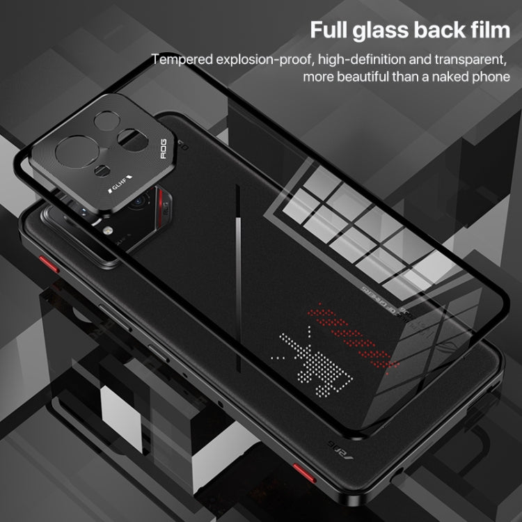 For  ASUS ROG Phone 9 Pro Snap Buckle Metal Frame Glass Back Panel Phone Case(Grey) - ASUS Cases by PMC TechLife | Online Shopping South Africa | PMC TechLife | Buy Now Pay Later Mobicred