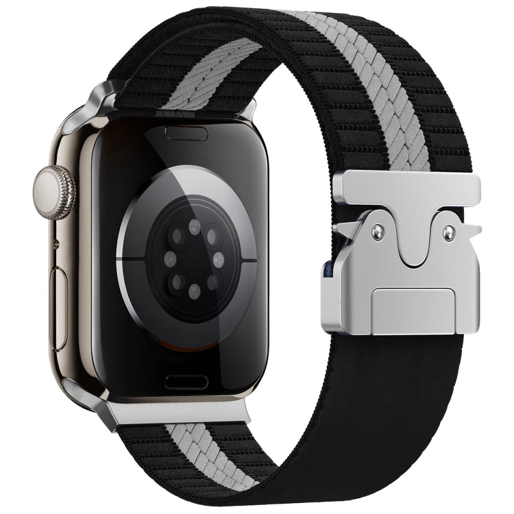 For Apple Watch 46mm / 49mm / 45mm / 44mm Parachute Buckle Braided Nylon Watch Band(Black White) - free shipping - PMc TechLife - Order now!