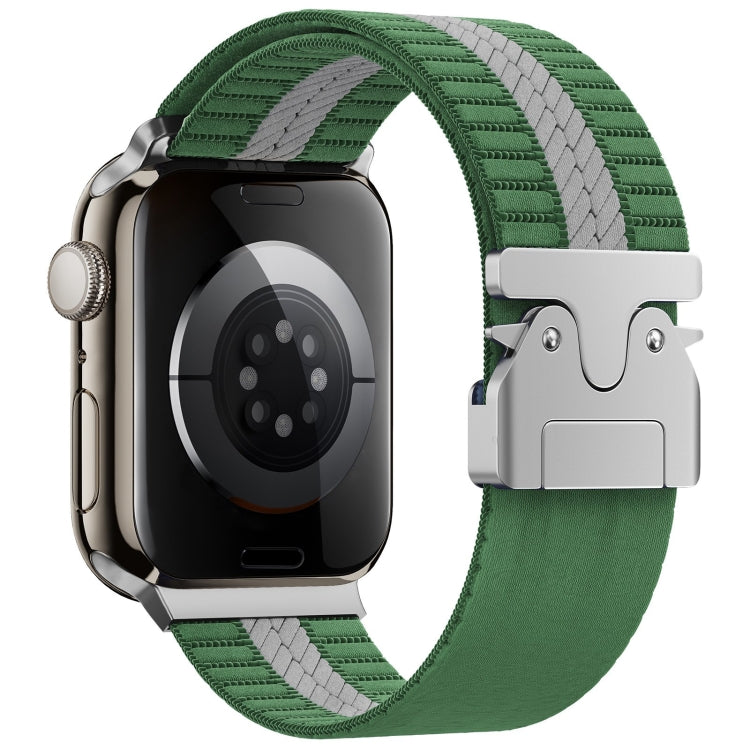 For Apple Watch 42mm / 41mm / 40mm / 38mm Parachute Buckle Braided Nylon Watch Band(Green White) - free shipping - PMc TechLife - Order now!
