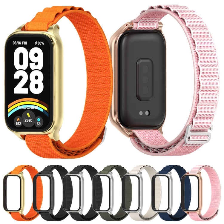 For Xiaomi Smart Band 9 Active / Redmi Band 3 Mijobs Metal Shell Nylon Watch Band(Army Green Silver) - Watch Bands by MIJOBS | Online Shopping South Africa | PMc TechLife | Buy Now Pay Later Mobicred