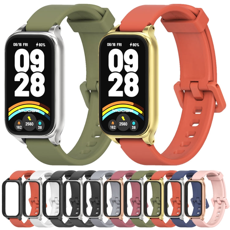 For Xiaomi Smart Band 9 Active / Redmi Band 3 Mijobs Metal Shell Silicone Watch Band(Black Silver) - free shipping - PMc TechLife - Order now!