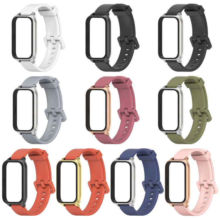 For Xiaomi Smart Band 9 Active / Redmi Band 3 Mijobs Metal Shell Silicone Watch Band(Black Silver) - free shipping - PMc TechLife - Order now!