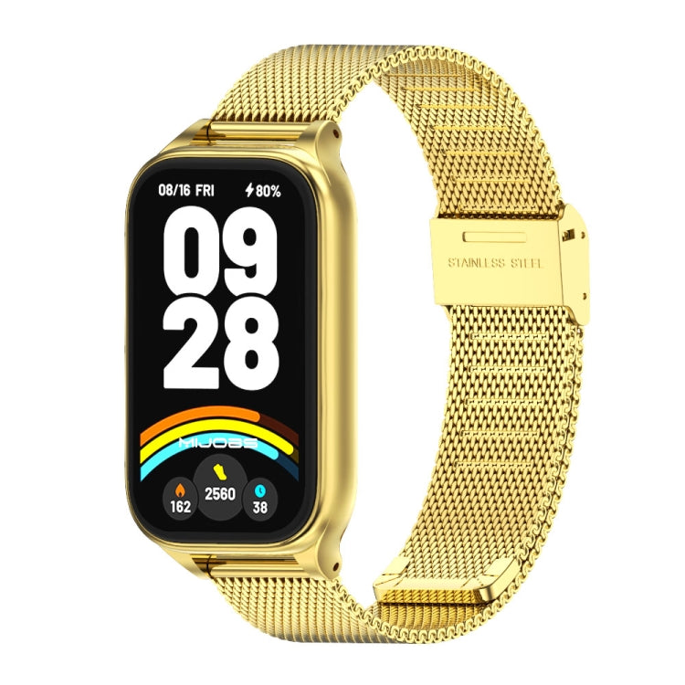 For Xiaomi Smart Band 9 Active / Redmi Band 3 Mijobs Metal Shell Milan Buckle Watch Band(Gold) - Watch Bands by MIJOBS | Online Shopping South Africa | PMc TechLife | Buy Now Pay Later Mobicred