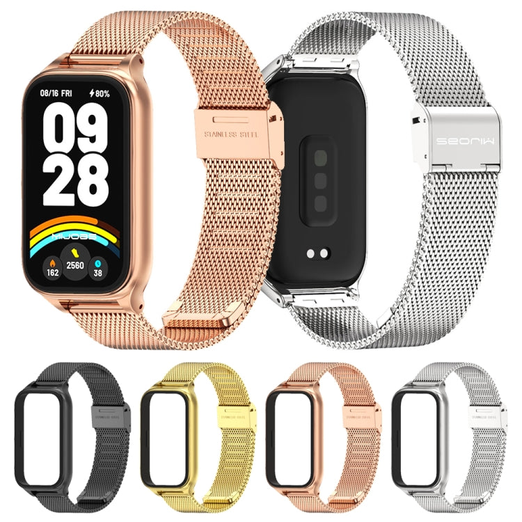 For Xiaomi Smart Band 9 Active / Redmi Band 3 Mijobs Metal Shell Milan Buckle Watch Band(Gold) - Watch Bands by MIJOBS | Online Shopping South Africa | PMc TechLife | Buy Now Pay Later Mobicred