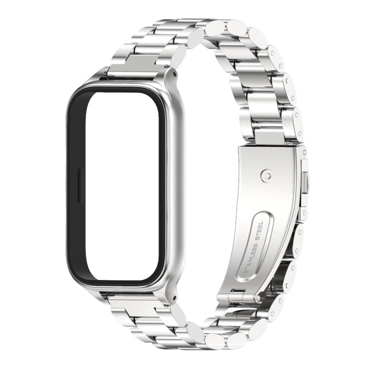 For Xiaomi Smart Band 9 Active / Redmi Band 3 Mijobs Metal Shell Three-Bead Stainless Steel Watch Band(Silver) - free shipping - PMc TechLife - Order now!