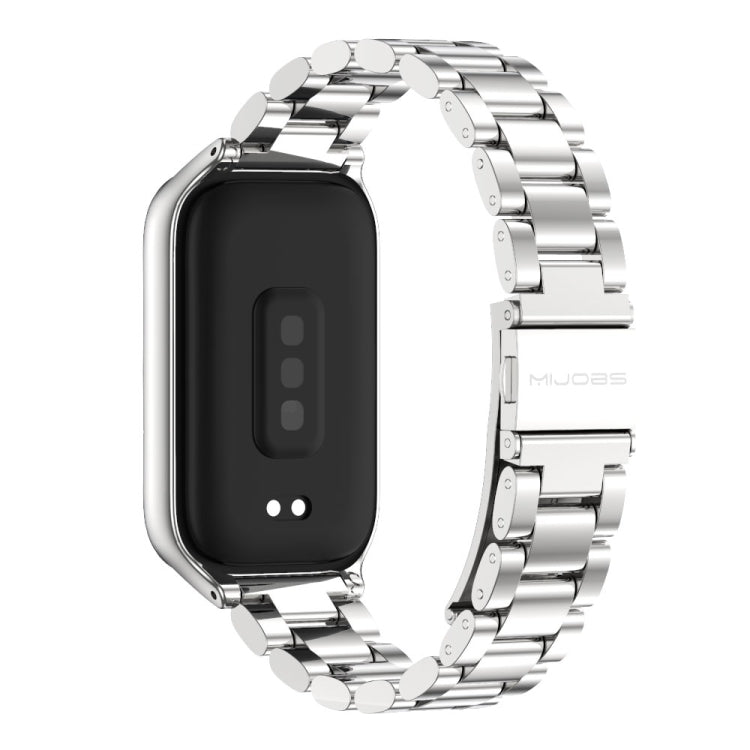 For Xiaomi Smart Band 9 Active / Redmi Band 3 Mijobs Metal Shell Three-Bead Stainless Steel Watch Band(Silver) - free shipping - PMc TechLife - Order now!