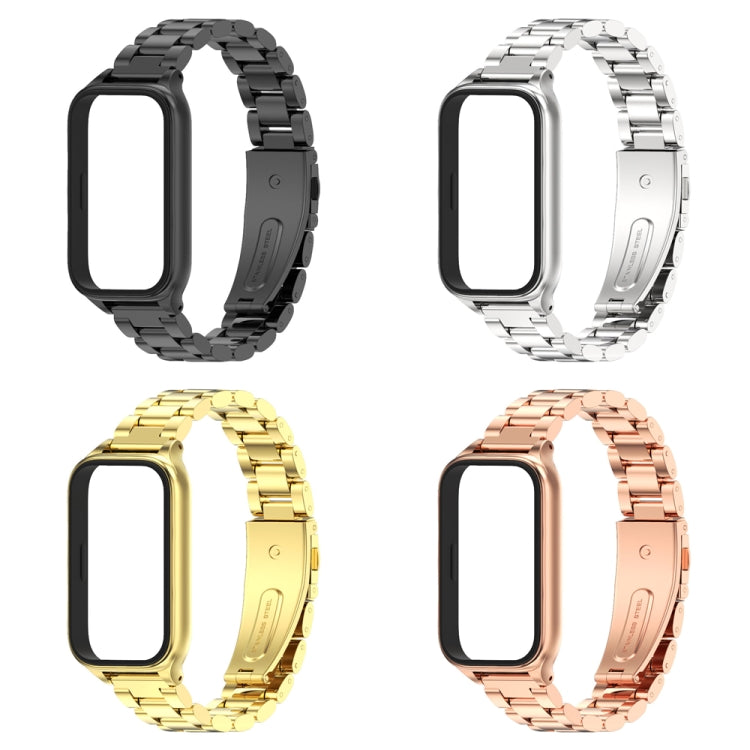 For Xiaomi Smart Band 9 Active / Redmi Band 3 Mijobs Metal Shell Three-Bead Stainless Steel Watch Band(Silver) - free shipping - PMc TechLife - Order now!