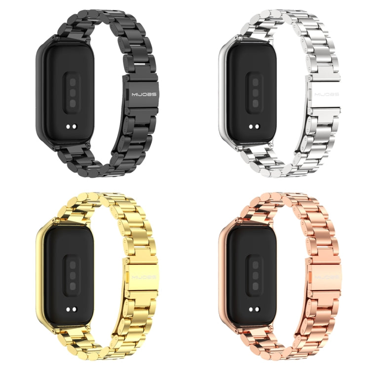 For Xiaomi Smart Band 9 Active / Redmi Band 3 Mijobs Metal Shell Three-Bead Stainless Steel Watch Band(Silver) - free shipping - PMc TechLife - Order now!