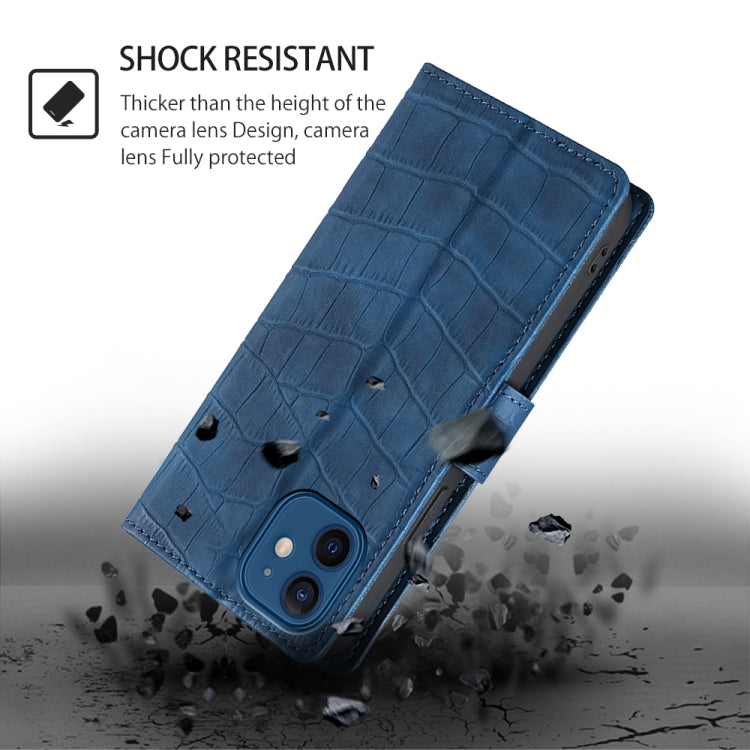 For Samsung Galaxy S25 Ultra 5G Skin Feel Crocodile Magnetic Clasp Leather Phone Case(Blue) - Galaxy S25 Ultra 5G Cases by PMC Jewellery | Online Shopping South Africa | PMC Jewellery | Buy Now Pay Later Mobicred