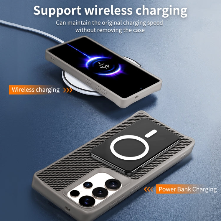 For Samsung Galaxy S25+ / S24+ 5G Carbon Fiber Texture 360 MagSafe Holder Phone Case(Titanium Gray) - Galaxy S25+ 5G Cases by PMC TechLife | Online Shopping South Africa | PMC TechLife | Buy Now Pay Later Mobicred