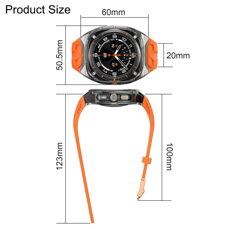 For Samsung Galaxy Watch Ultra 47mm / Ultra 2025 Modified PC Hybrid TPU Watch Case Band(Orange Clear Black) - free shipping - PMc TechLife - Order now!