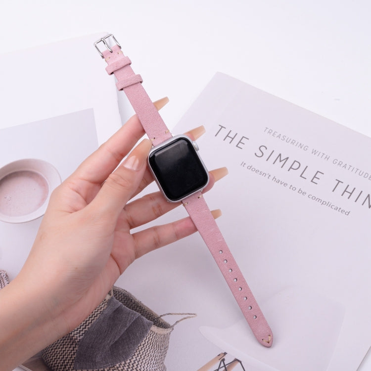 For Apple Watch 46mm / 49mm / 45mm / 44mm Matte Genuine Leather Watch Band(Pink) - free shipping - PMc TechLife - Order now!