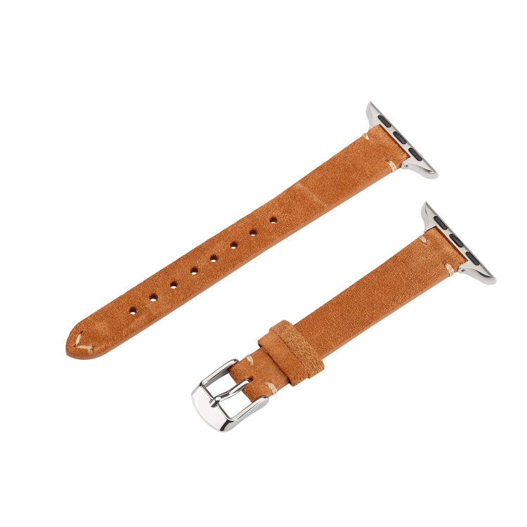 For Apple Watch 46mm / 49mm / 45mm / 44mm Matte Genuine Leather Watch Band(Brown) - free shipping - PMc TechLife - Order now!