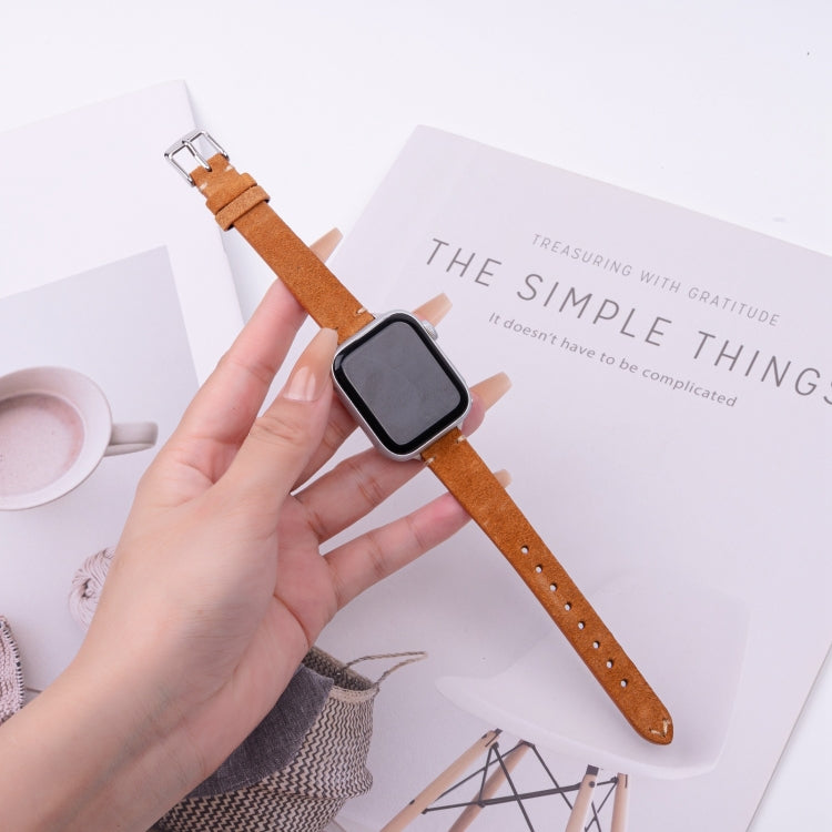 For Apple Watch 46mm / 49mm / 45mm / 44mm Matte Genuine Leather Watch Band(Brown) - free shipping - PMc TechLife - Order now!