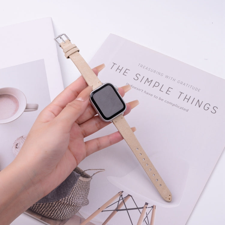 For Apple Watch 42mm / 41mm / 40mm / 38mm Matte Genuine Leather Watch Band(Khaki) - free shipping - PMc TechLife - Order now!