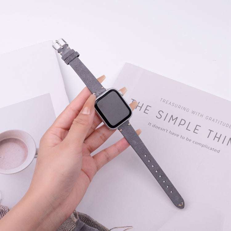 For Apple Watch 42mm / 41mm / 40mm / 38mm Matte Genuine Leather Watch Band(Grey) - free shipping - PMc TechLife - Order now!