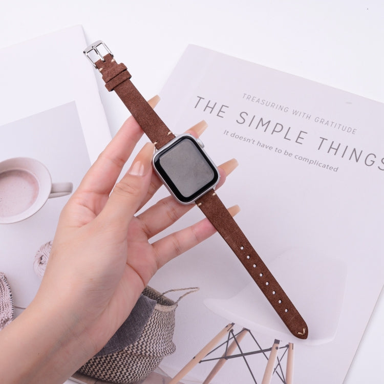 For Apple Watch 42mm / 41mm / 40mm / 38mm Matte Genuine Leather Watch Band(Coffee) - free shipping - PMc TechLife - Order now!