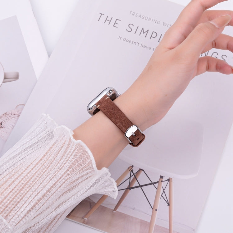 For Apple Watch 42mm / 41mm / 40mm / 38mm Matte Genuine Leather Watch Band(Coffee) - free shipping - PMc TechLife - Order now!