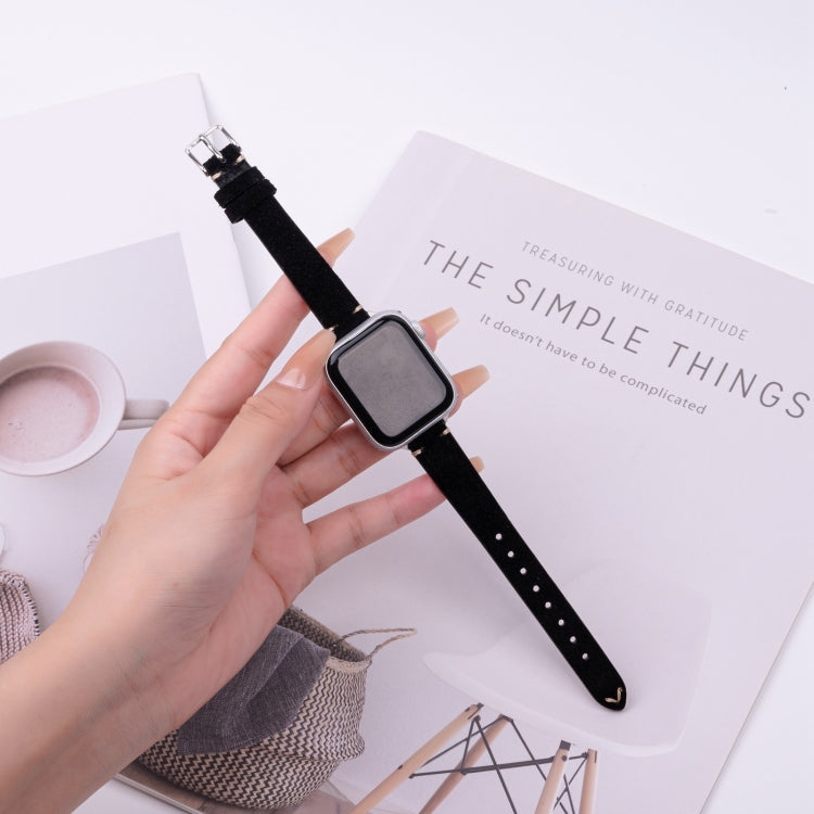 For Apple Watch 42mm / 41mm / 40mm / 38mm Matte Genuine Leather Watch Band(Black) - free shipping - PMc TechLife - Order now!