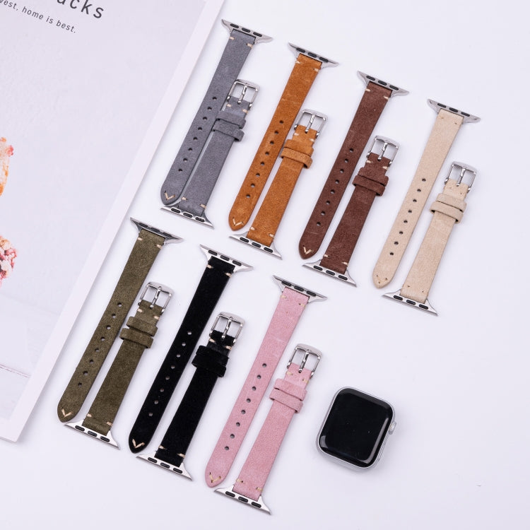 For Apple Watch 42mm / 41mm / 40mm / 38mm Matte Genuine Leather Watch Band(Pink) - free shipping - PMc TechLife - Order now!