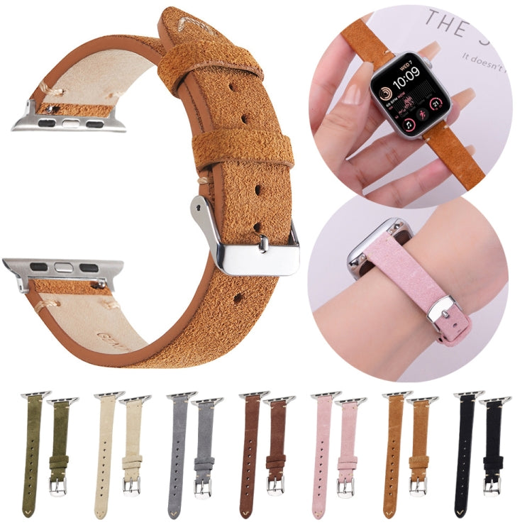 For Apple Watch 46mm / 49mm / 45mm / 44mm Matte Genuine Leather Watch Band(Brown) - free shipping - PMc TechLife - Order now!