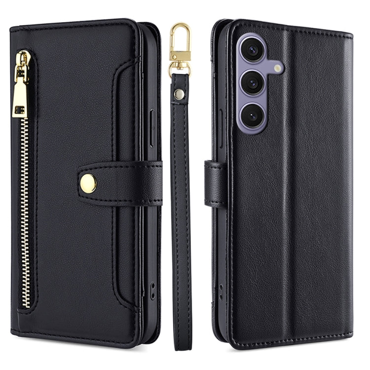 For Samsung Galaxy S25+ 5G Sheep Texture Cross-body Zipper Wallet Leather Phone Case(Black) - free shipping - PMC TechLife - Order now!