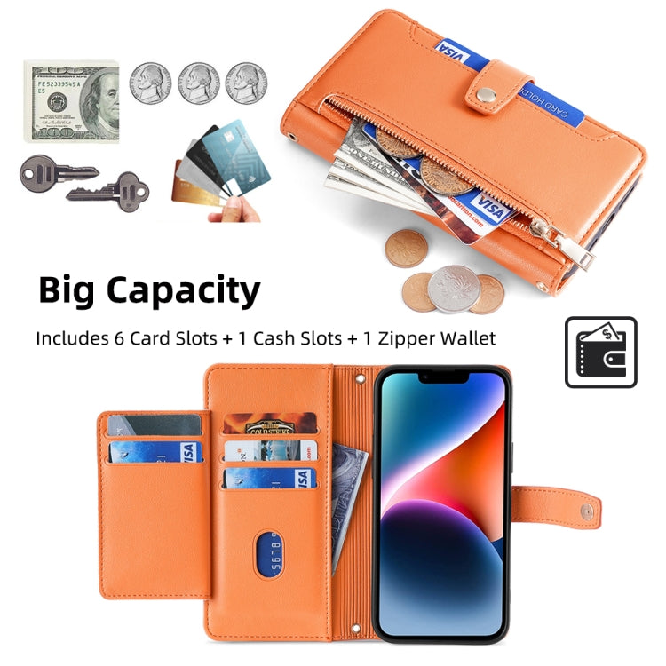 For Samsung Galaxy S25 Ultra 5G Sheep Texture Cross-body Zipper Wallet Leather Phone Case(Orange) - Galaxy S25 Ultra 5G Cases by PMC TechLife | Online Shopping South Africa | PMC TechLife | Buy Now Pay Later Mobicred