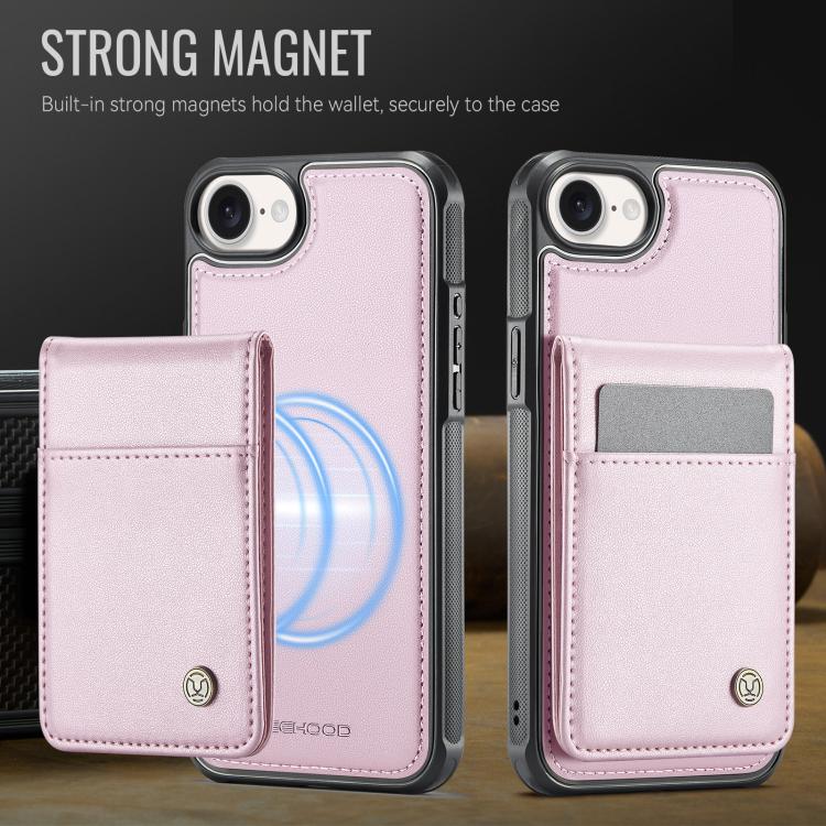 For iPhone 16e JEEHOOD J06 British Style RFID MagSafe Card Bag PU Phone Case(Pink) - free shipping - PMc TechLife - Order now!
