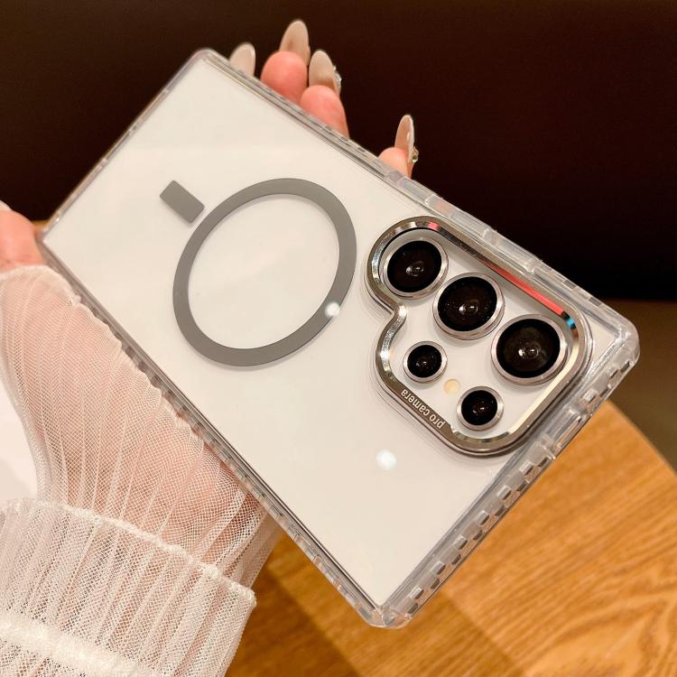 For Samsung Galaxy S25 Ultra 5G Transparent MagSafe Phone Case with Lens Film(Grey) - free shipping - PMC Jewellery - Order now!