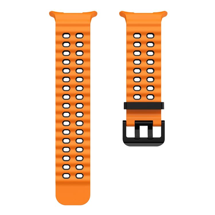 For Samsung Galaxy Watch Ultra 47mm Ocean Two Color Dual-Row Hole Silicone Watch Band(Orange Black) - Watch Bands by PMc TechLife | Online Shopping South Africa | PMc TechLife | Buy Now Pay Later Mobicred