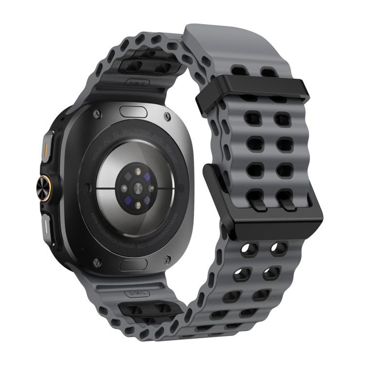 For Samsung Galaxy Watch Ultra 47mm / Ultra 2025 Ocean Two Color Dual-Row Hole Silicone Watch Band(Black) - free shipping - PMc TechLife - Order now!