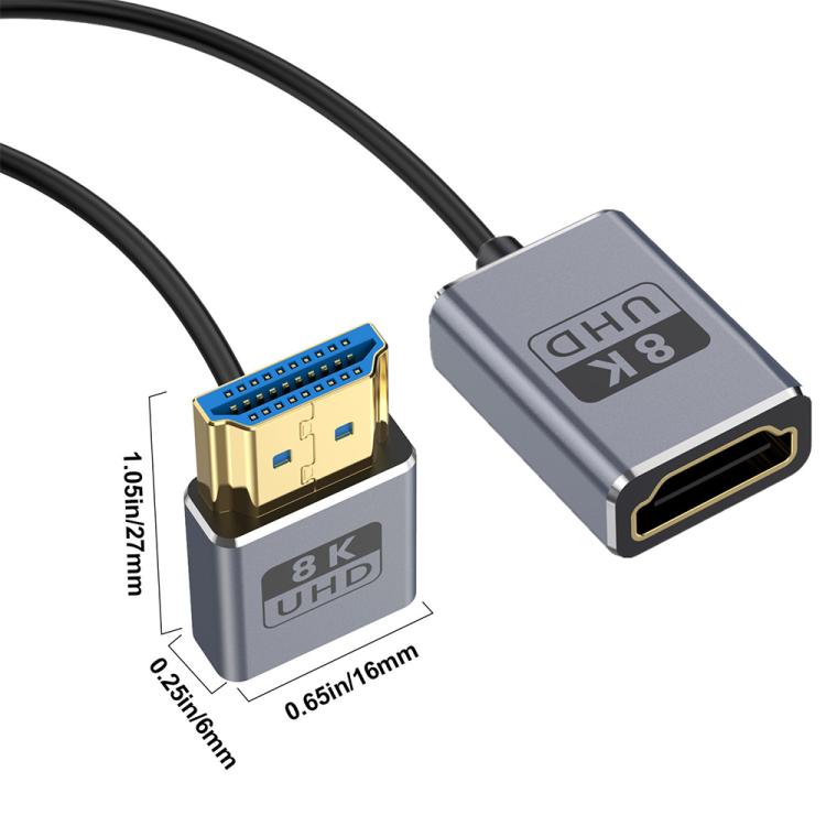 0.7m Coiled Coaxial 8K 48Gbps HDMI 2.1 Cable, Port:Male to Female Down Elbow - Cable by PMC TechLife | Online Shopping South Africa | PMC TechLife | Buy Now Pay Later Mobicred
