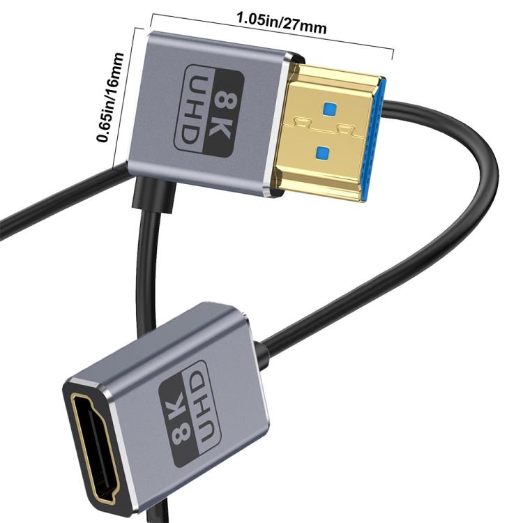 0.7m Coiled Coaxial 8K 48Gbps HDMI 2.1 Cable, Port:Male to Female Right Elbow - Cable by PMC TechLife | Online Shopping South Africa | PMC TechLife | Buy Now Pay Later Mobicred