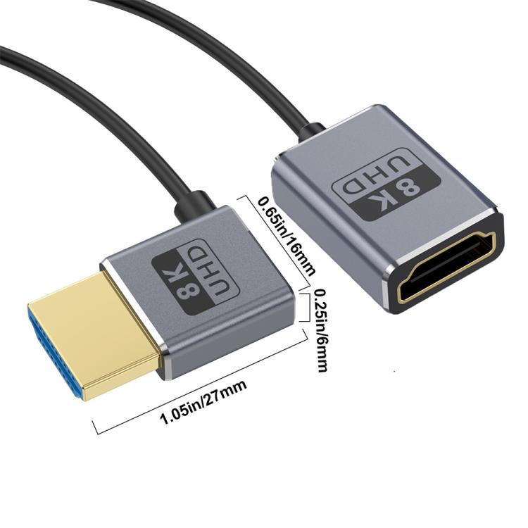 0.7m Coiled Coaxial 8K 48Gbps HDMI 2.1 Cable, Port:Male to Female Left Elbow - Cable by PMC TechLife | Online Shopping South Africa | PMC TechLife | Buy Now Pay Later Mobicred