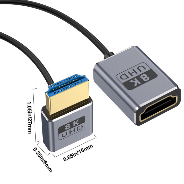 0.7m Coiled Coaxial 8K 48Gbps HDMI 2.1 Cable, Port:Male to Female Up Elbow - Cable by PMC TechLife | Online Shopping South Africa | PMC TechLife | Buy Now Pay Later Mobicred