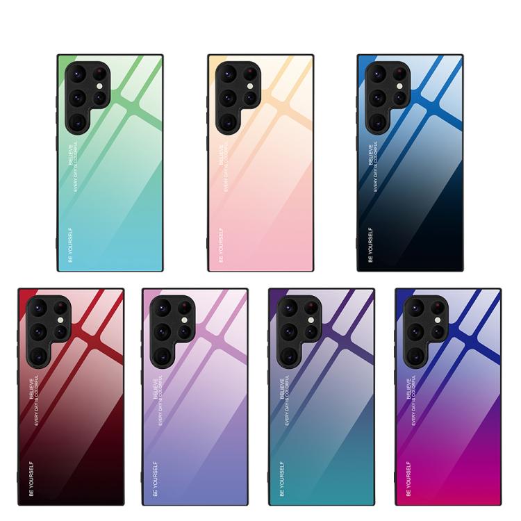For Samsung Galaxy S25 Ultra 5G Gradient Color Glass Phone Case(Yellow Pink) - Galaxy S25 Ultra 5G Cases by PMC Jewellery | Online Shopping South Africa | PMC Jewellery | Buy Now Pay Later Mobicred