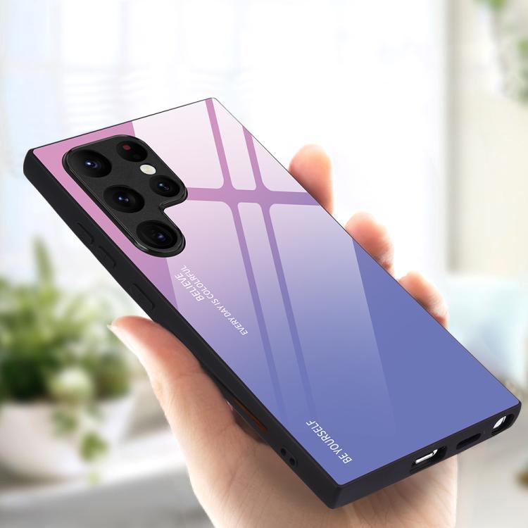For Samsung Galaxy S25 Ultra 5G Gradient Color Glass Phone Case(Pink Purple) - Galaxy S25 Ultra 5G Cases by PMC Jewellery | Online Shopping South Africa | PMC Jewellery | Buy Now Pay Later Mobicred